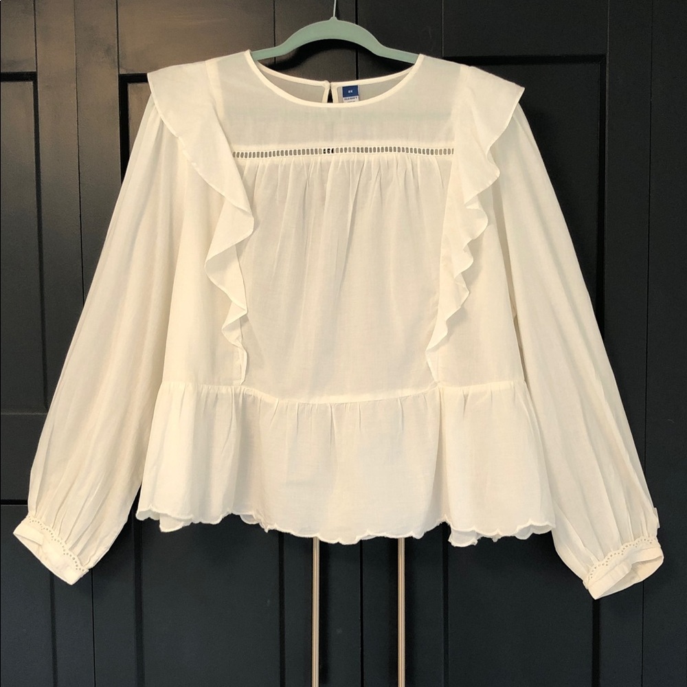 Old Navy NWT Ivory Cotton Ruffled Lace Blouse Size 2X